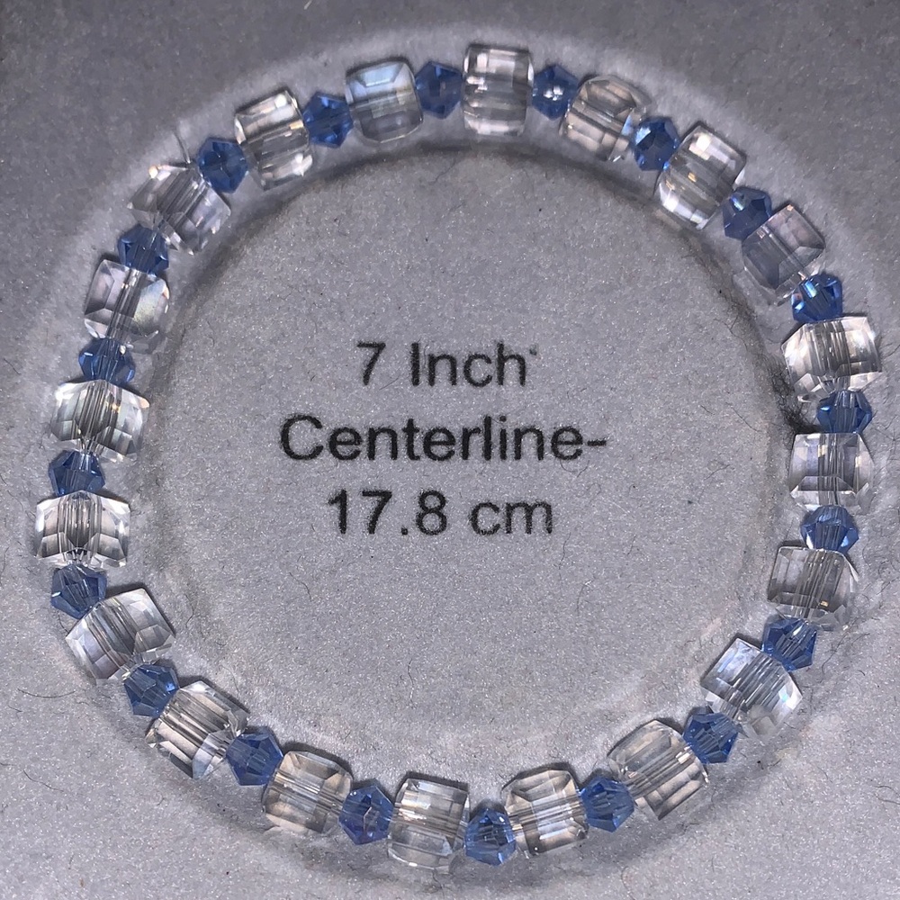Aurora borealis and blue Crystal stretch Bracelet